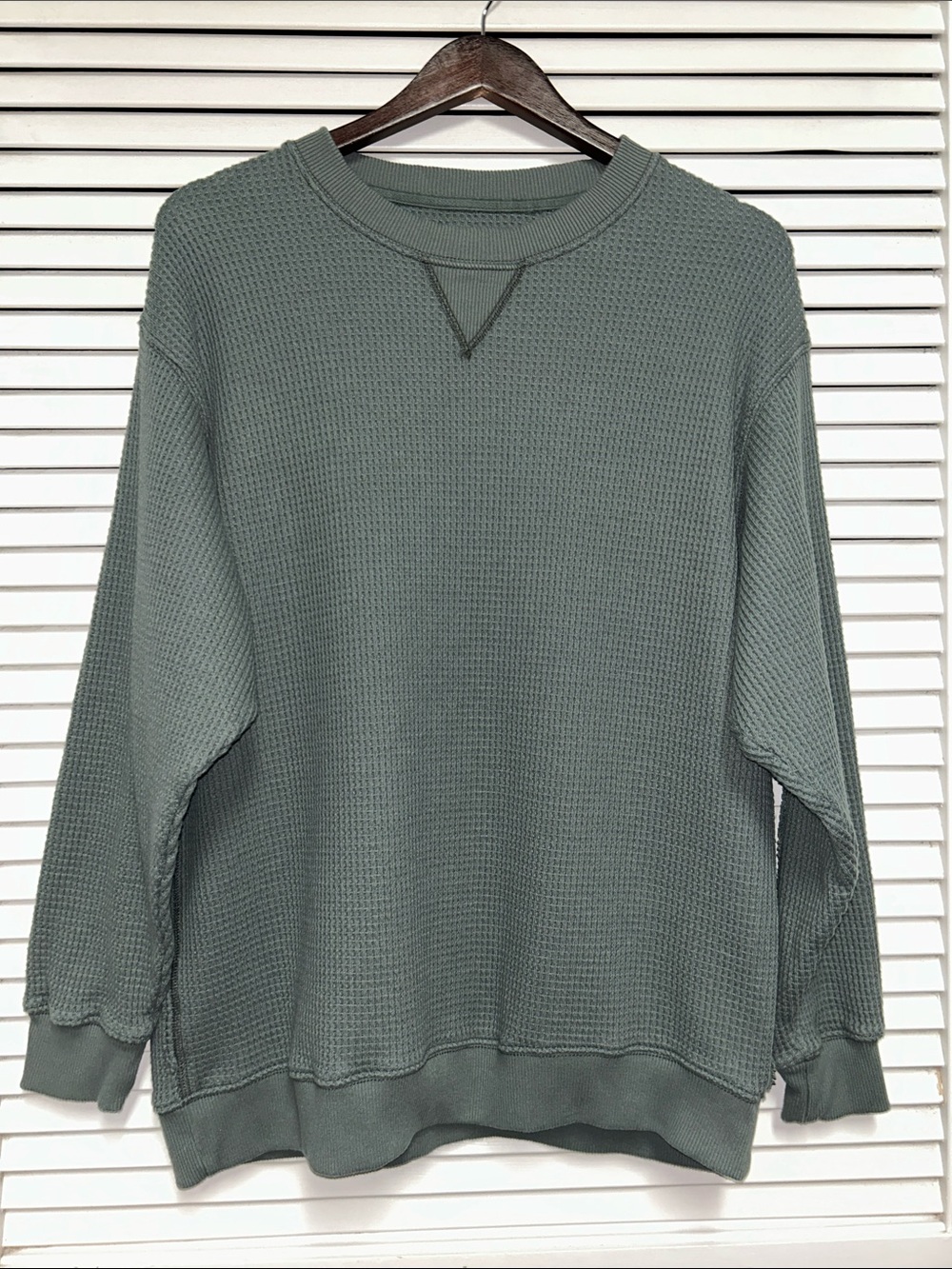 Aerie Sage Green Waffle Crewneck